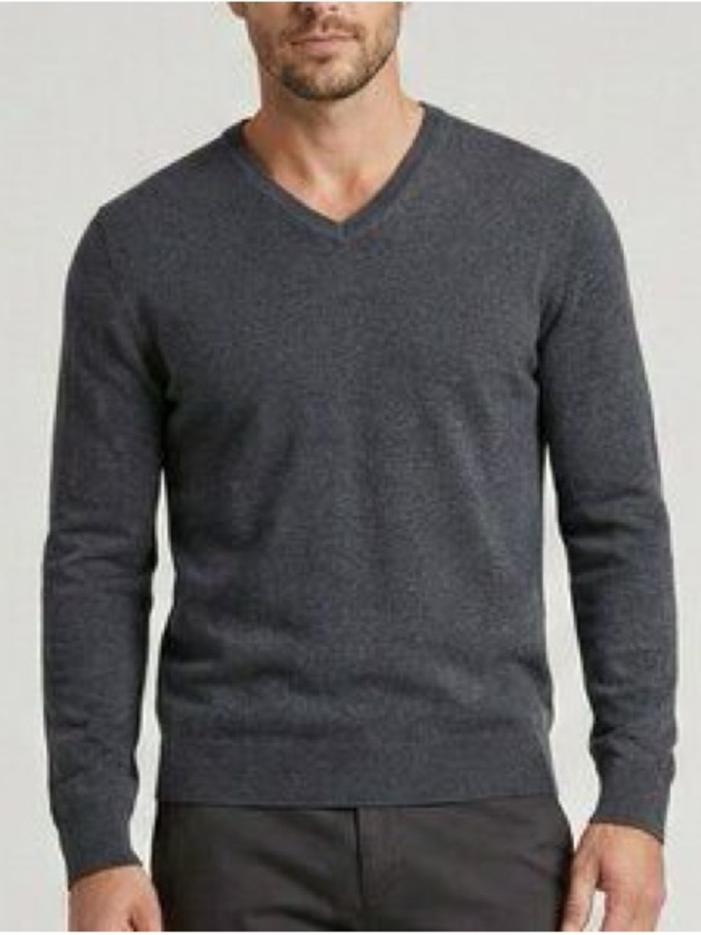 Banana Republic Silk Cashmere Men's V-Neck Sweater - Charcoal Medium